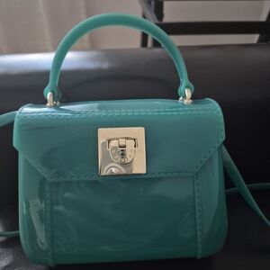 Furla Jelly minl teal Handbag.